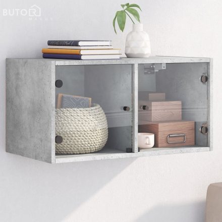 vidaXL betonszürke faliszekrény üvegajtókkal 68,5x37x35 cm