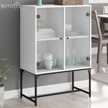 vidaXL fehér kisszekrény üvegajtókkal 69x37x100 cm