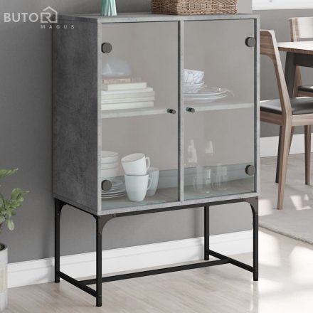 vidaXL betonszürke kisszekrény üvegajtókkal 69x37x100 cm