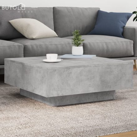 vidaXL betonszürke dohányzóasztal LED-lámpákkal 80 x 8 0x 31 cm