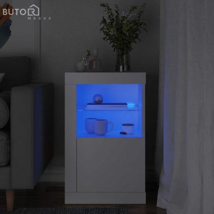 vidaXL fehér szerelt fa tálalószekrény LED-világítással