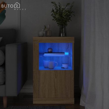 vidaXL sonoma tölgy színű szerelt fa tálalószekrény LED-világítással