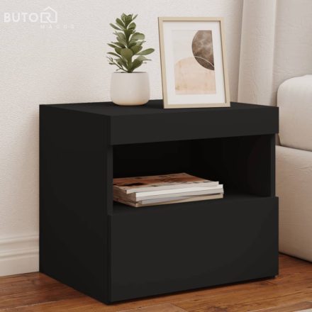 vidaXL fekete éjjeliszekrény LED-világítással 50 x 40 x 45 cm