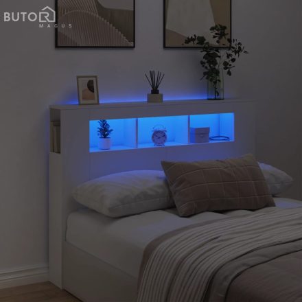 vidaXL fehér szerelt fa LED-es fejtámla 140x18,5x103,5 cm