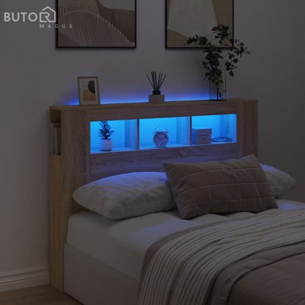 vidaXL sonoma tölgy színű szerelt fa LED-es fejtámla 140x18,5x103,5 cm