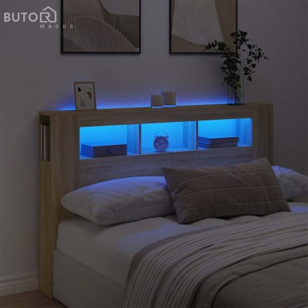 vidaXL sonoma tölgy színű szerelt fa LED-es fejtámla 160x18,5x103,5 cm