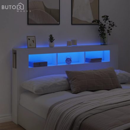 vidaXL fehér szerelt fa LED-es fejtámla 180x18,5x103,5 cm