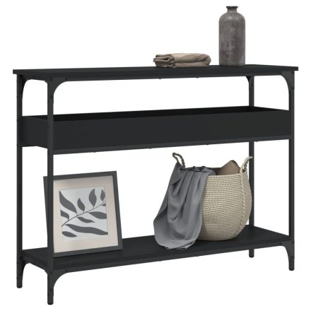 vidaXL fekete szerelt fa tálalóasztal polccal 100x29x75 cm