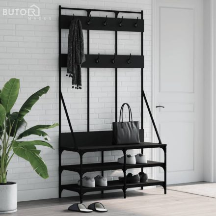 vidaXL fekete ruhafogas cipőpolccal 100x40x184 cm
