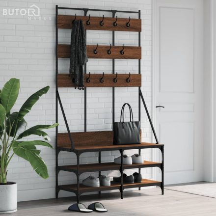 vidaXL barna tölgyszínű ruhafogas cipőpolccal 100x40x184 cm