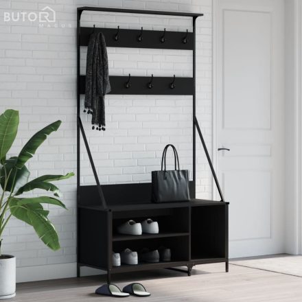 vidaXL fekete ruhafogas cipőpolccal 100x41x184 cm
