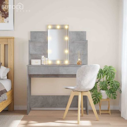 vidaXL betonszürke fésülködőasztal LED-del 96 x 40 x 142 cm
