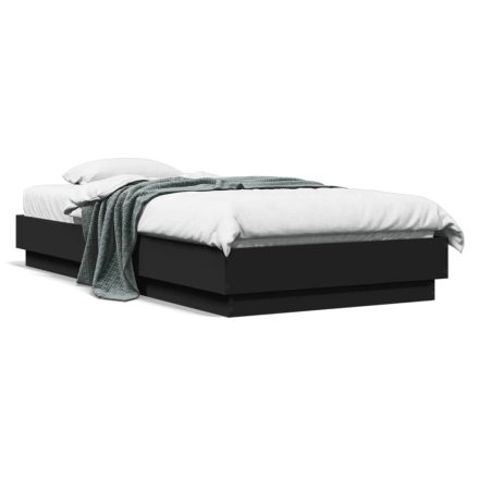 vidaXL fekete ágykeret LED-világítással 75 x 190 cm