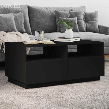 vidaXL fekete dohányzóasztal LED-lámpákkal 90x49x40 cm