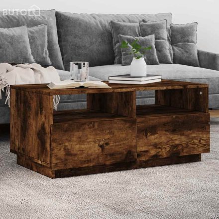 vidaXL füstös tölgy színű dohányzóasztal LED-lámpákkal 90x49x40 cm