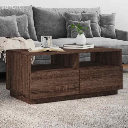vidaXL barna tölgyszínű dohányzóasztal LED-lámpákkal 90x49x40 cm