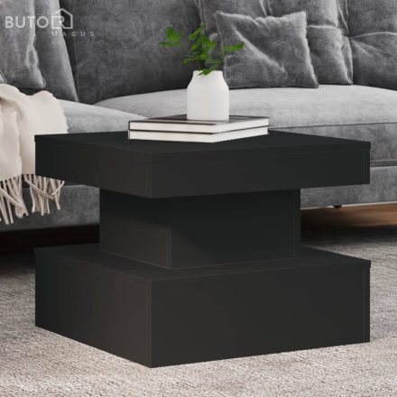 vidaXL fekete dohányzóasztal LED-lámpákkal 50 x 50 x 40 cm