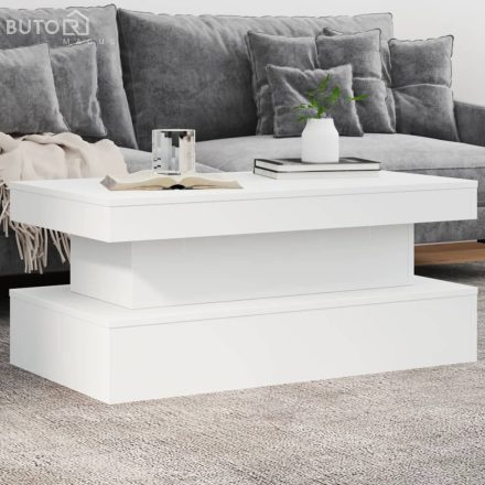 vidaXL fehér dohányzóasztal LED-lámpákkal 90x50x40 cm