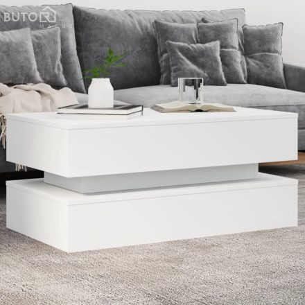 vidaXL fehér dohányzóasztal LED-lámpákkal 90x50x40 cm