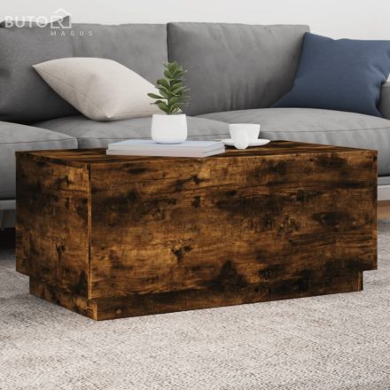 vidaXL füstös tölgy színű dohányzóasztal LED-lámpákkal 90x50x40 cm