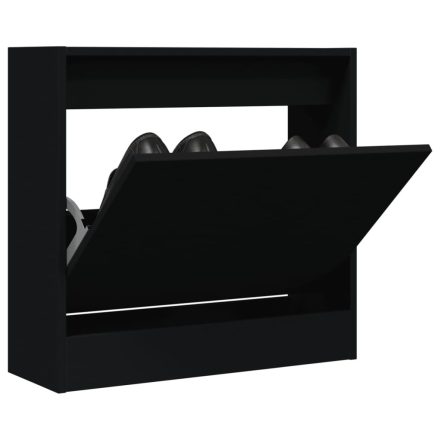 vidaXL fekete szerelt fa cipőszekrény 60 x 21 x 57 cm