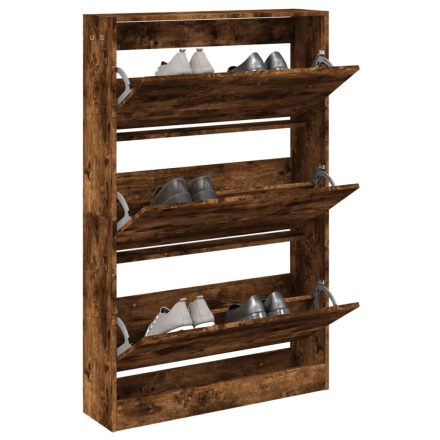 vidaXL füstös tölgy színű szerelt fa cipőszekrény 80 x 21 x 125,5 cm