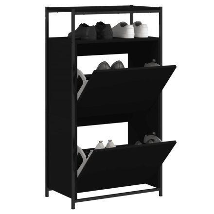 vidaXL fekete szerelt fa cipőszekrény 60x34x112 cm