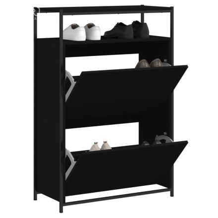 vidaXL fekete szerelt fa cipőszekrény 75x34x112 cm