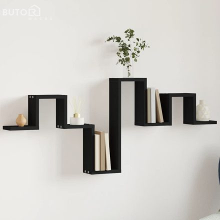 vidaXL fekete szerelt fa fali polc 104,5 x 10 x 43 cm