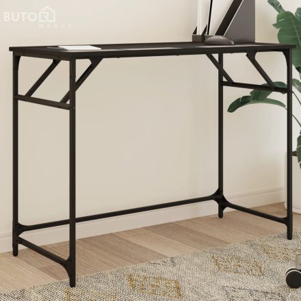 vidaXL fekete szerelt fa és porszórt acél íróasztal 100x45x76 cm