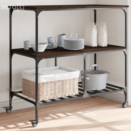 vidaXL barna tölgyszínű szerelt fa konyhai kocsi 100 x 50 x 95 cm