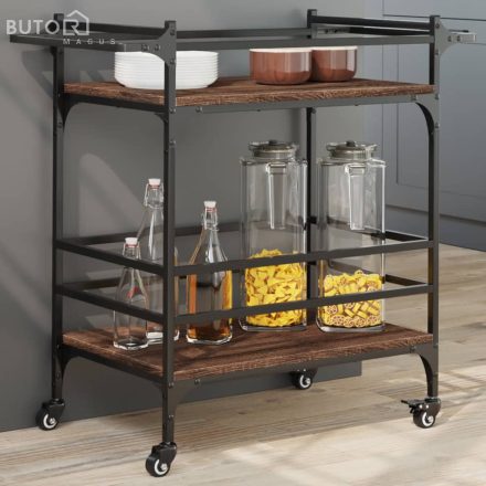 vidaXL barna tölgyszínű szerelt fa konyhai kocsi 82 x 40 x 78,5 cm