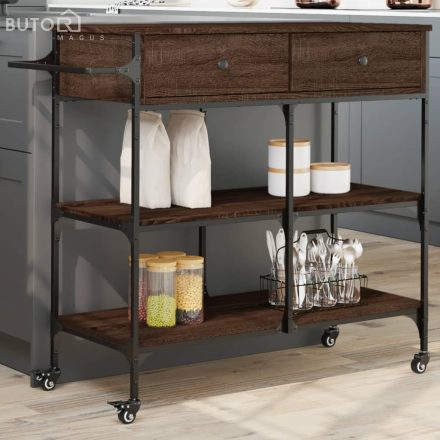 vidaXL barna tölgyszínű szerelt fa konyhai kocsi 105 x 42 x 95 cm