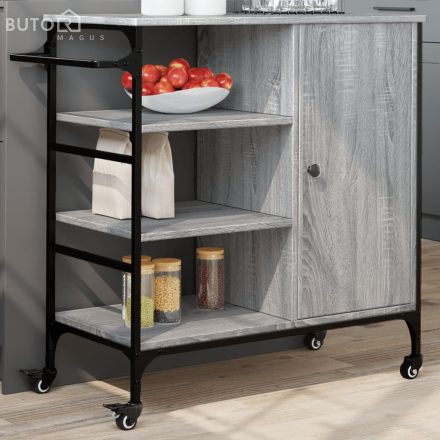 vidaXL szürke sonoma színű szerelt fa zsúrkocsi 87,5 x 38,5 x 84,5 cm