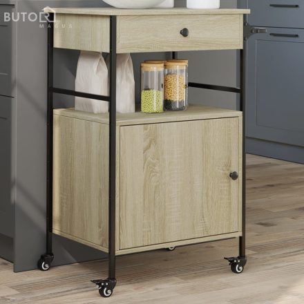 vidaXL sonoma tölgy színű szerelt fa zsúrkocsi 56 x 43 x 89,5 cm