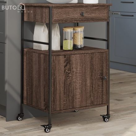 vidaXL barna tölgyszínű szerelt fa konyhai kocsi 56 x 43 x 89,5 cm