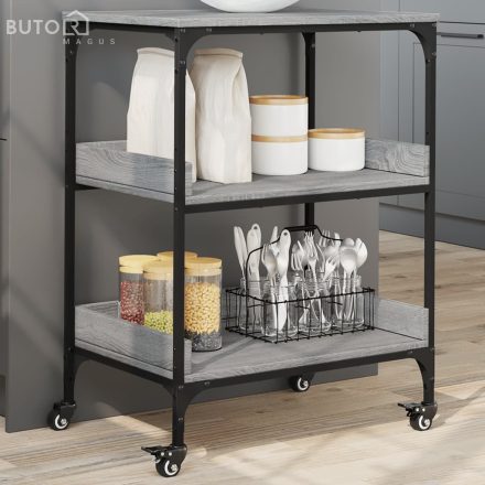 vidaXL szürke sonoma szerelt fa zsúrkocsi 60 x 41 x 80,5 cm