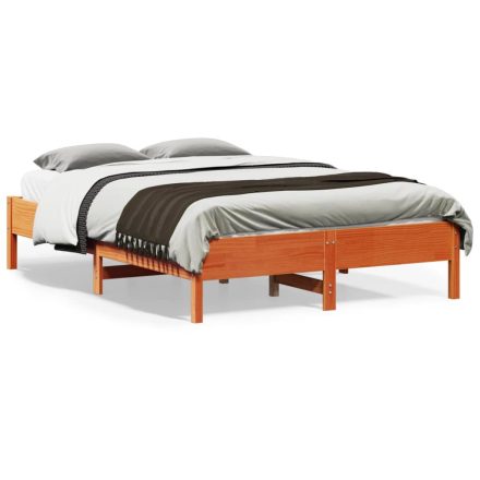 vidaXL viaszbarna tömör fenyőfa ágy matrac nélkül 120 x 190 cm