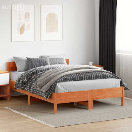 vidaXL viaszbarna tömör fenyőfa ágy matrac nélkül 140 x 200 cm
