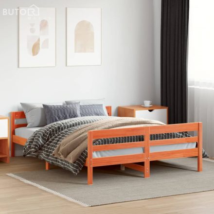 vidaXL viaszbarna tömör fenyőfa ágy matrac nélkül 120 x 200 cm