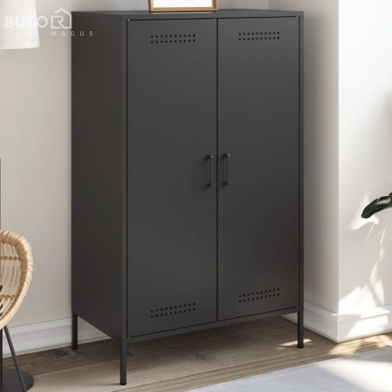 vidaXL fekete acél magasszekrény 68 x 39 x 113 cm