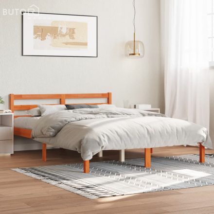 vidaXL viaszbarna tömör fenyőfa ágy matrac nélkül 140 x 190 cm