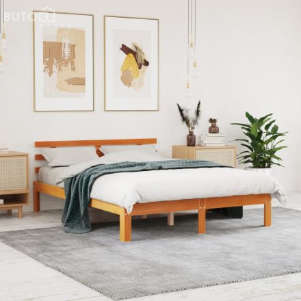 vidaXL viaszbarna tömör fenyőfa ágy matrac nélkül 120 x 200 cm
