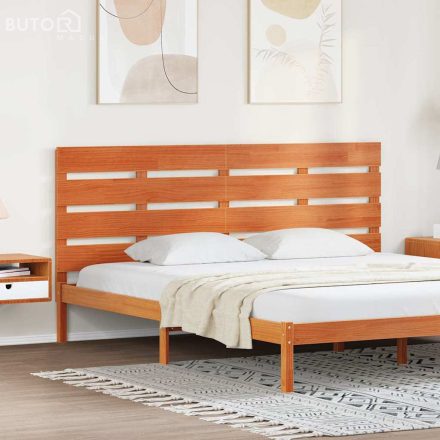 vidaXL Fejtámla fejtámlával Viaszbarna 200.5 x 3 x 80 cm Tömör fenyőfa