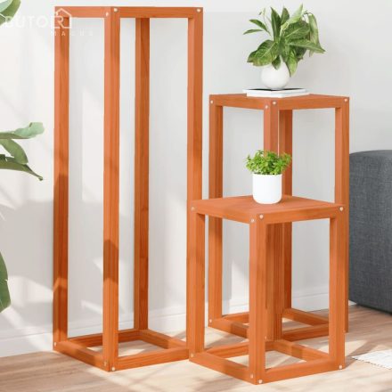 vidaXL 3 db viaszbarna tömör fenyőfa növényállvány