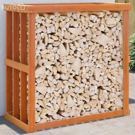 vidaXL viaszbarna tömör fenyőfa kültéri rönktároló 109x52x106 cm