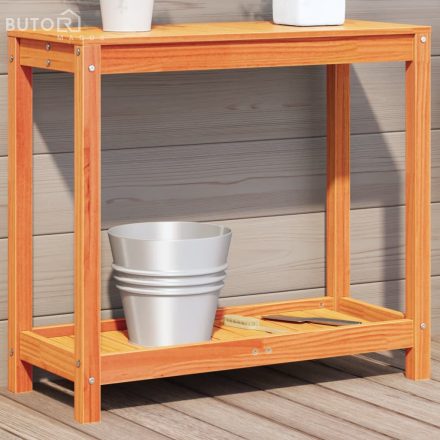 vidaXL viaszbarna tömör fenyőfa ültetőasztal polccal 82,5 x 35 x 75 cm