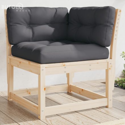 vidaXL tömör fenyőfa kerti sarokkanapé párnával 73 x 73 x 78 cm 