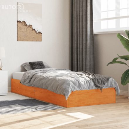 vidaXL viaszbarna tömör fenyőfa ágy matrac nélkül 75 x 190 cm