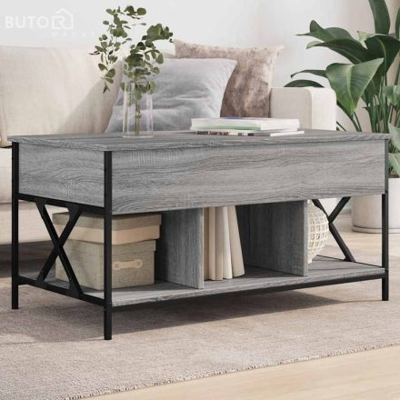 vidaXL szürke sonoma szerelt fa és fém dohányzóasztal 100 x 55 x 50 cm